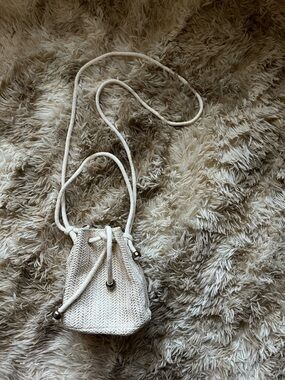 SHEIN Cream Woven Drawstring Crossbody Bag